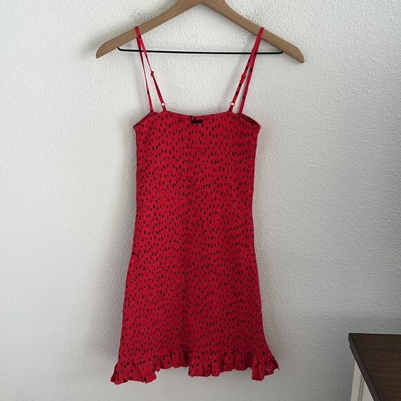 Billabong X Sincerely Jules Collab Playing for Keeps Dress Smocked Red Black XS - Picture 8 of 8